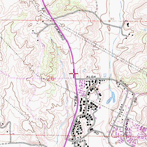 Topographic Map of West Bluff Plaza Shopping Center, CA