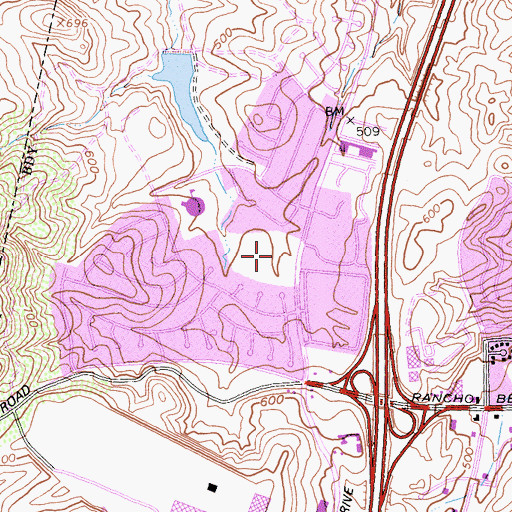 Topographic Map of Westwood Club, CA
