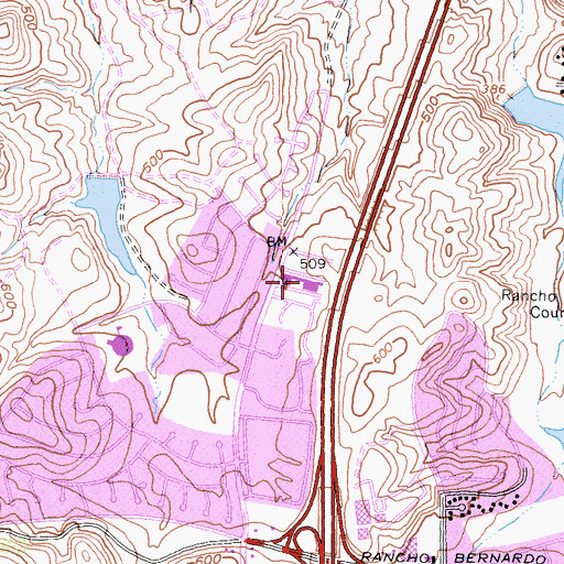 Topographic Map of Westwood Shopping Center, CA