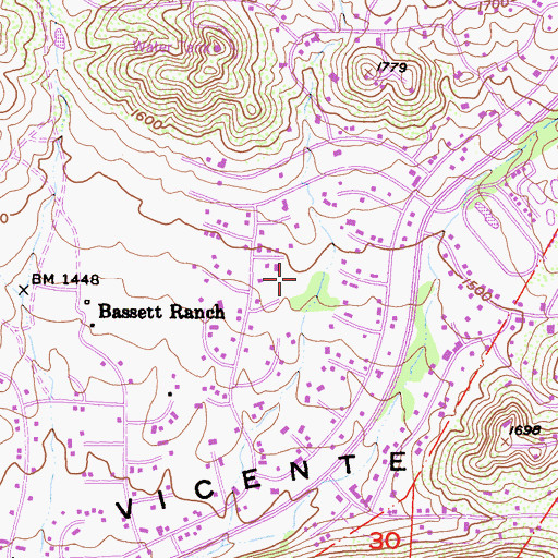 Topographic Map of Barnett Elementary School, CA