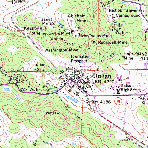 Topographic Map of Clarence King House, CA