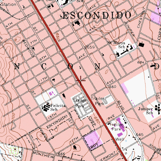 Topographic Map of Kingdom Hall of Jehovahs Witnesses, CA