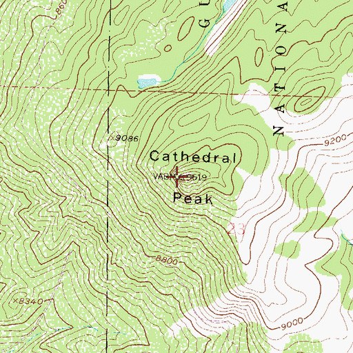 Topographic Map of Cathedral Peak, CO