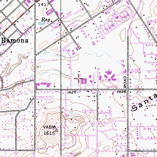 Topographic Map of Olive Pierce Middle School, CA