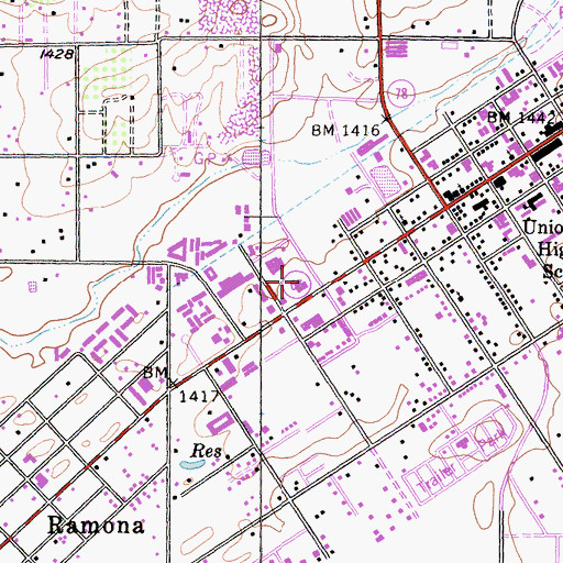 Topographic Map of Ramona Branch San Diego County Library, CA