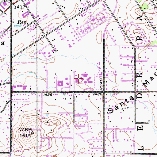 Topographic Map of Ramona High School, CA