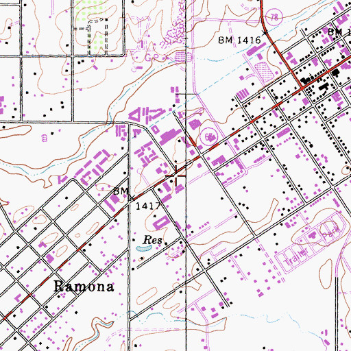 Topographic Map of Ramona Post Office, CA