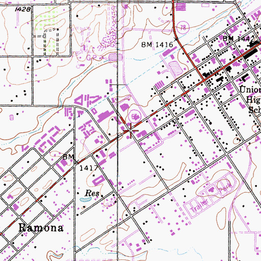 Topographic Map of Ramona Shopping Center, CA