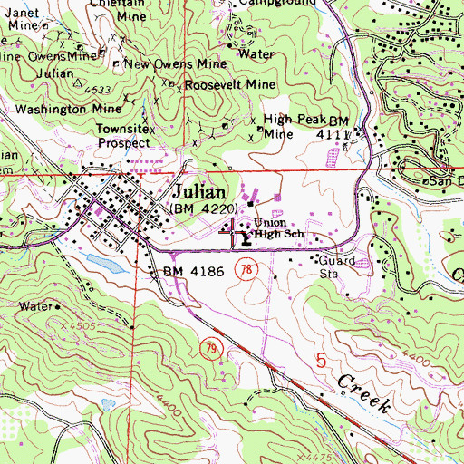 Topographic Map of Ray Redding Continuation High School, CA