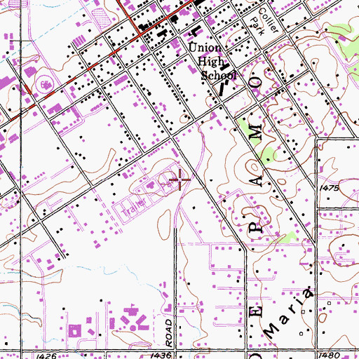 Topographic Map of Saint Marys in the Valley Episcopal Church, CA