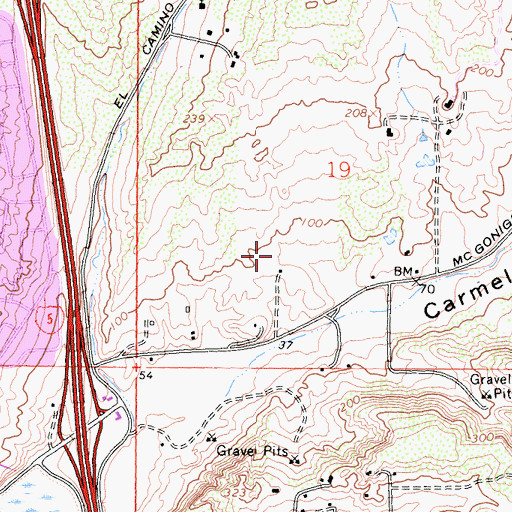 Topographic Map of Carmel del Mar Park, CA