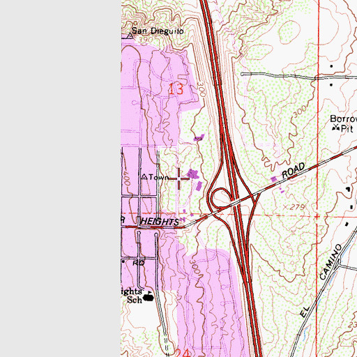 Topographic Map of Del Mar Heights Village Shopping Center, CA