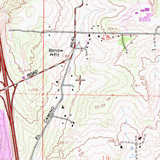 Topographic Map of Del Mar Highlands Town Center Shopping Center, CA