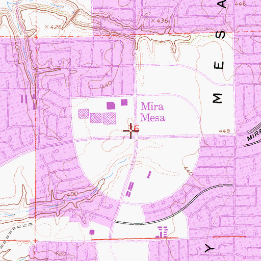 Topographic Map of Mira Mesa Branch San Diego County Library, CA