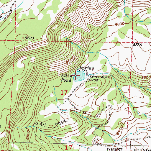 Topographic Map of Allen Pond, CO