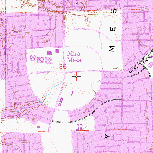 Topographic Map of Mira Mesa Senior High School, CA