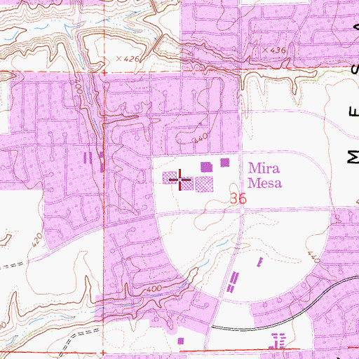 Topographic Map of Mira Mesa Shopping Center, CA