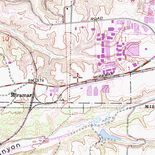 Topographic Map of Miramar Village Shopping Center, CA