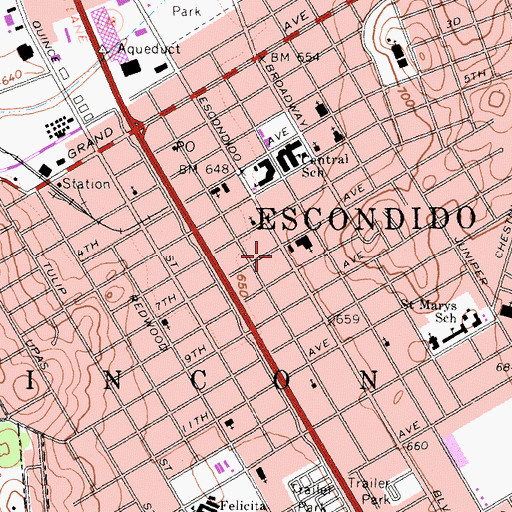 Topographic Map of Church of Christ, CA