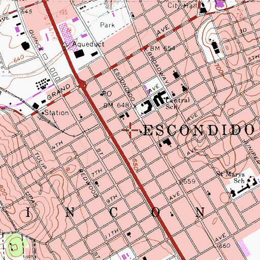Topographic Map of Church of Christ, CA