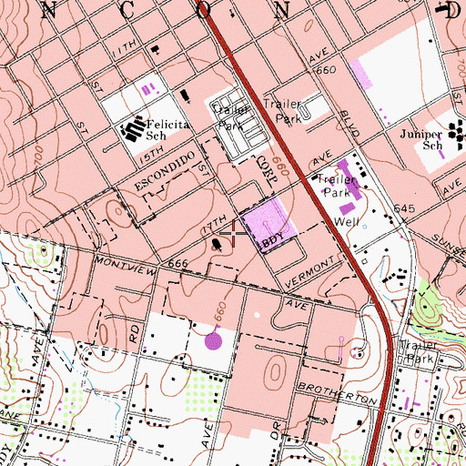 Topographic Map of Church of the Nazarene, CA