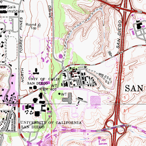 Topographic Map of Geisel University Library, CA