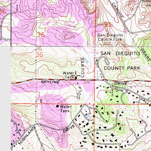 Topographic Map of Lomas Santa Fe Country Club, CA