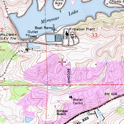 Topographic Map of Miramar Ranch Elementary School, CA
