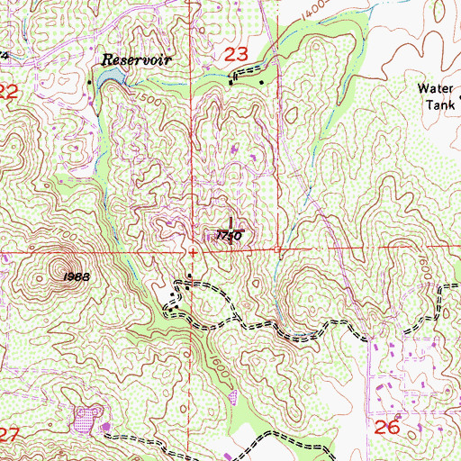 Topographic Map of Mount Woodson Elementary School, CA