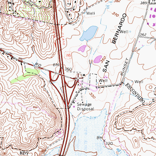 Topographic Map of North County Fair Shopping Center, CA
