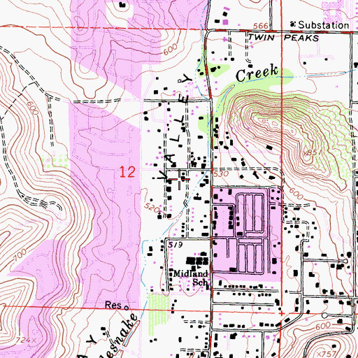 Topographic Map of Old Poway Park, CA