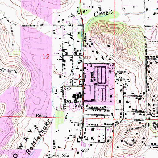Topographic Map of Old Poway Village Shopping Center, CA