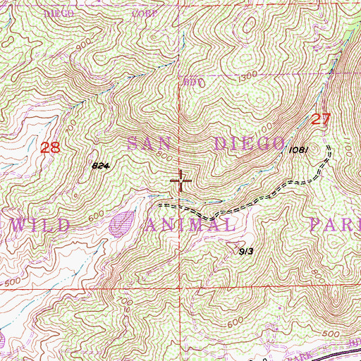 Topographic Map of San Diego Wild Animal Park, CA