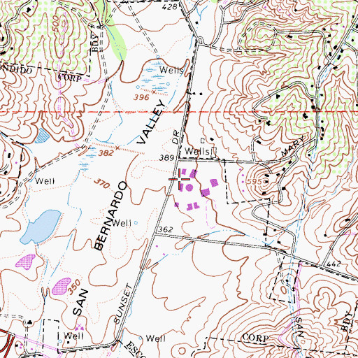 Topographic Map of San Pasqual High School, CA