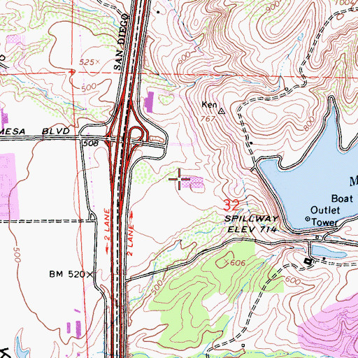 Topographic Map of Scripps Marshalls Plaza Shopping Center, CA