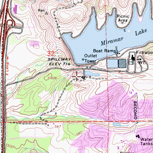 Topographic Map of Scripps Ranch Branch San Diego County Library, CA