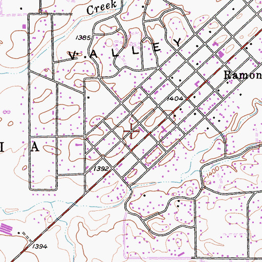 Topographic Map of Shopping Arena Shopping Center, CA