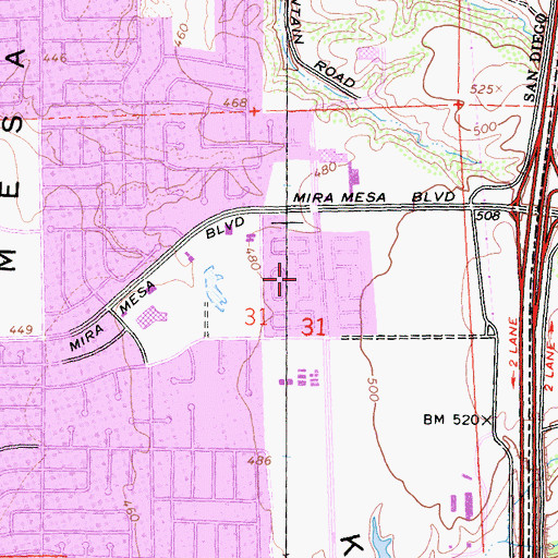 Topographic Map of The Woods Trailer Park, CA