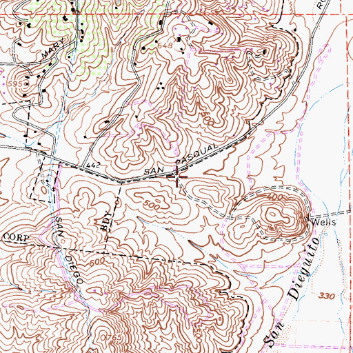 Topographic Map of Thomas Jaeger Winery, CA