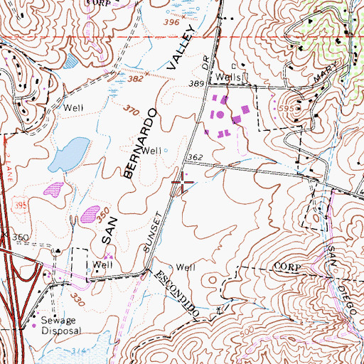 Topographic Map of Vineyard Golf Course, CA
