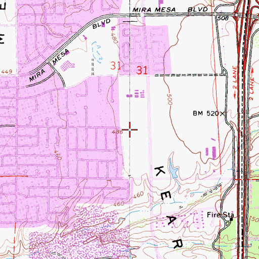 Topographic Map of Walker-Wangenheim School Park, CA