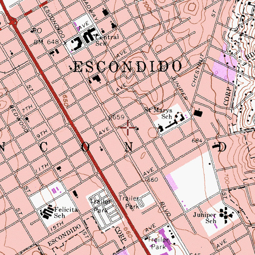 Topographic Map of Wat Thai Buddhist Temple, CA
