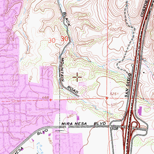 Topographic Map of Westview Park, CA