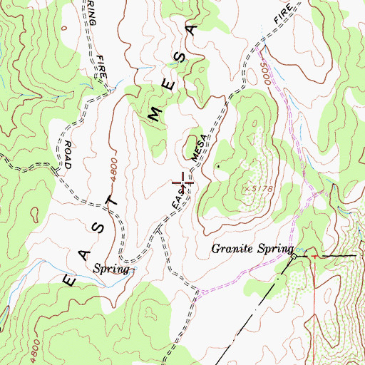 Topographic Map of Granite Springs Primitive Camp, CA