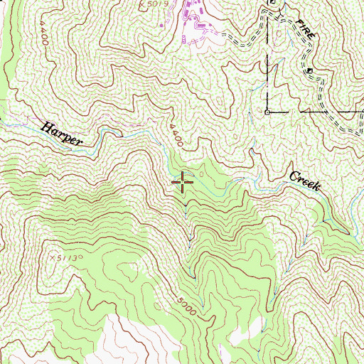 Topographic Map of Harvey Moore Trail, CA