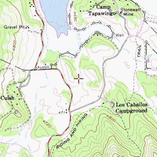 Topographic Map of Los Caballos Trail, CA