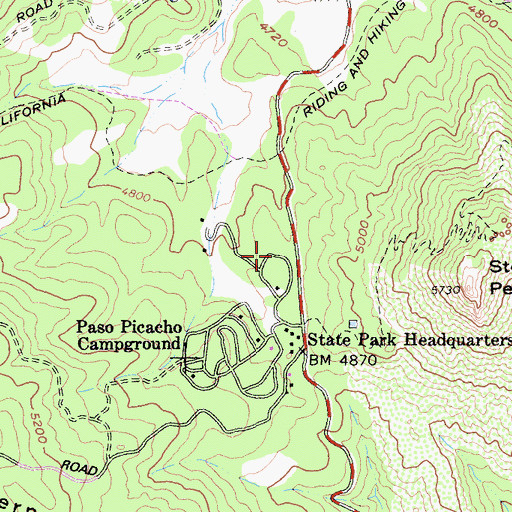 Topographic Map of Paso Nature Trail, CA