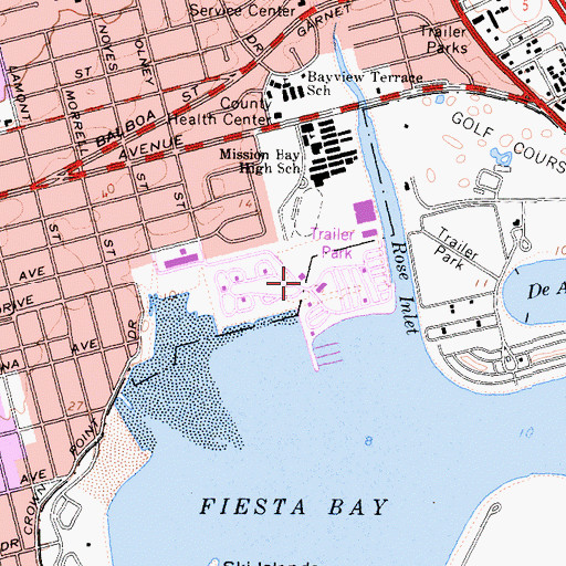 Topographic Map of Campland on the Bay Trailer Park, CA