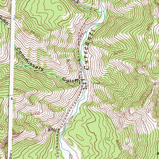 Topographic Map of Commissary Gulch, CO