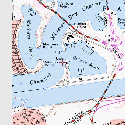 Topographic Map of Mission Bay Park Headquarters, CA